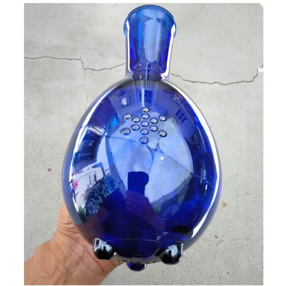 Beautiful Vitbot "Fruit of Life" Cobalt Blue Lead Free Glass Carafe Jug - Picture 6 of 10